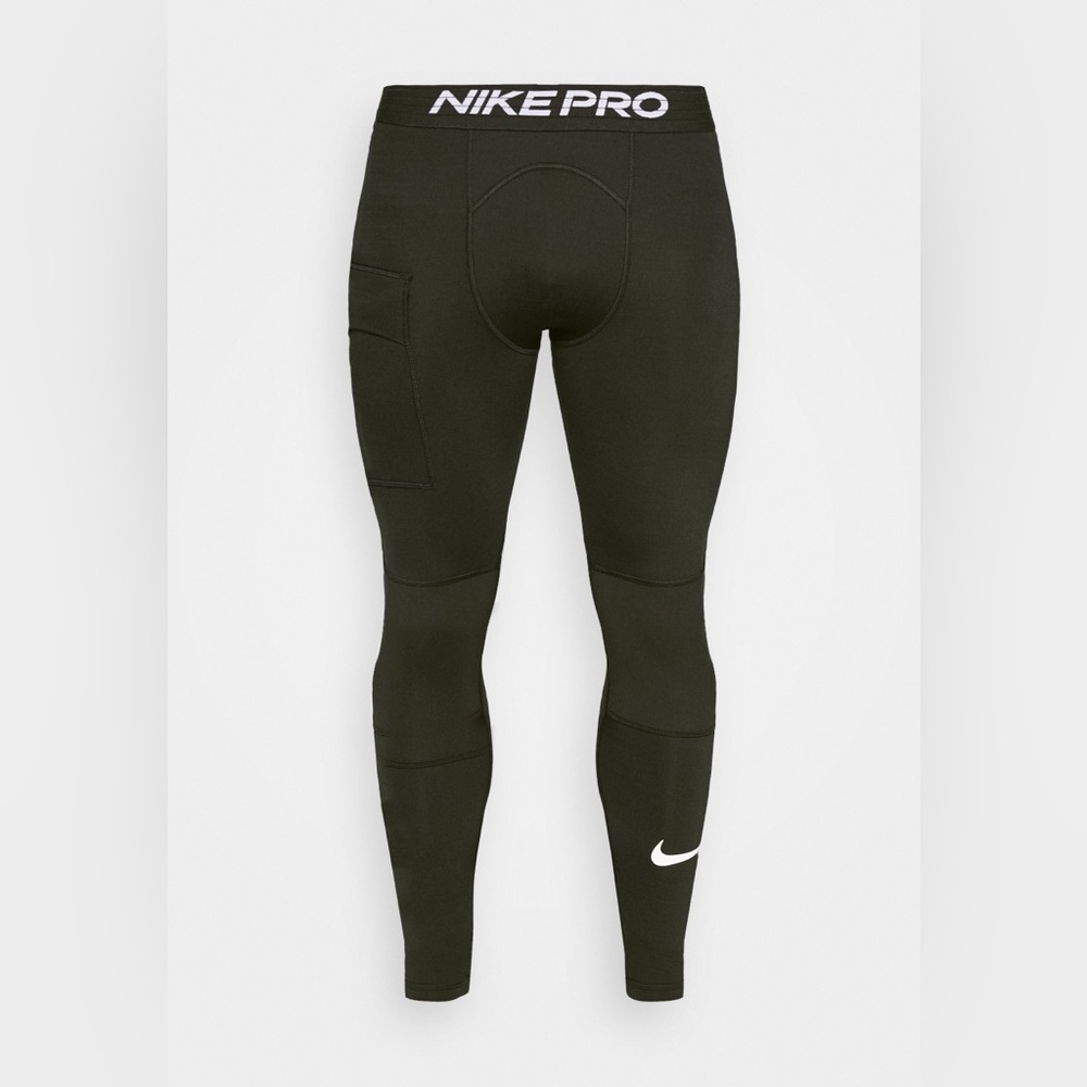 Men Nike Pro Warm Leggings Dark Green